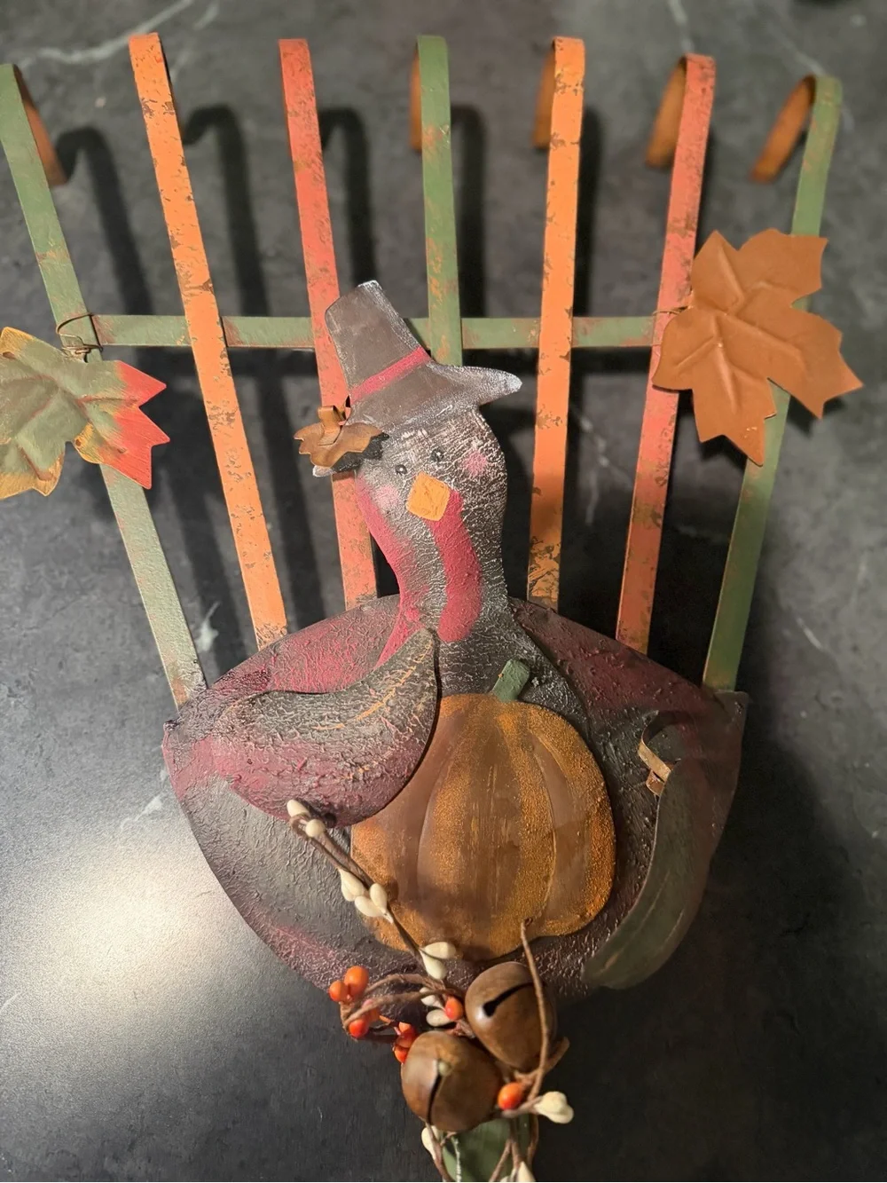 Decorative Metal Thanksgiving Turkey Rake Wall Hanging